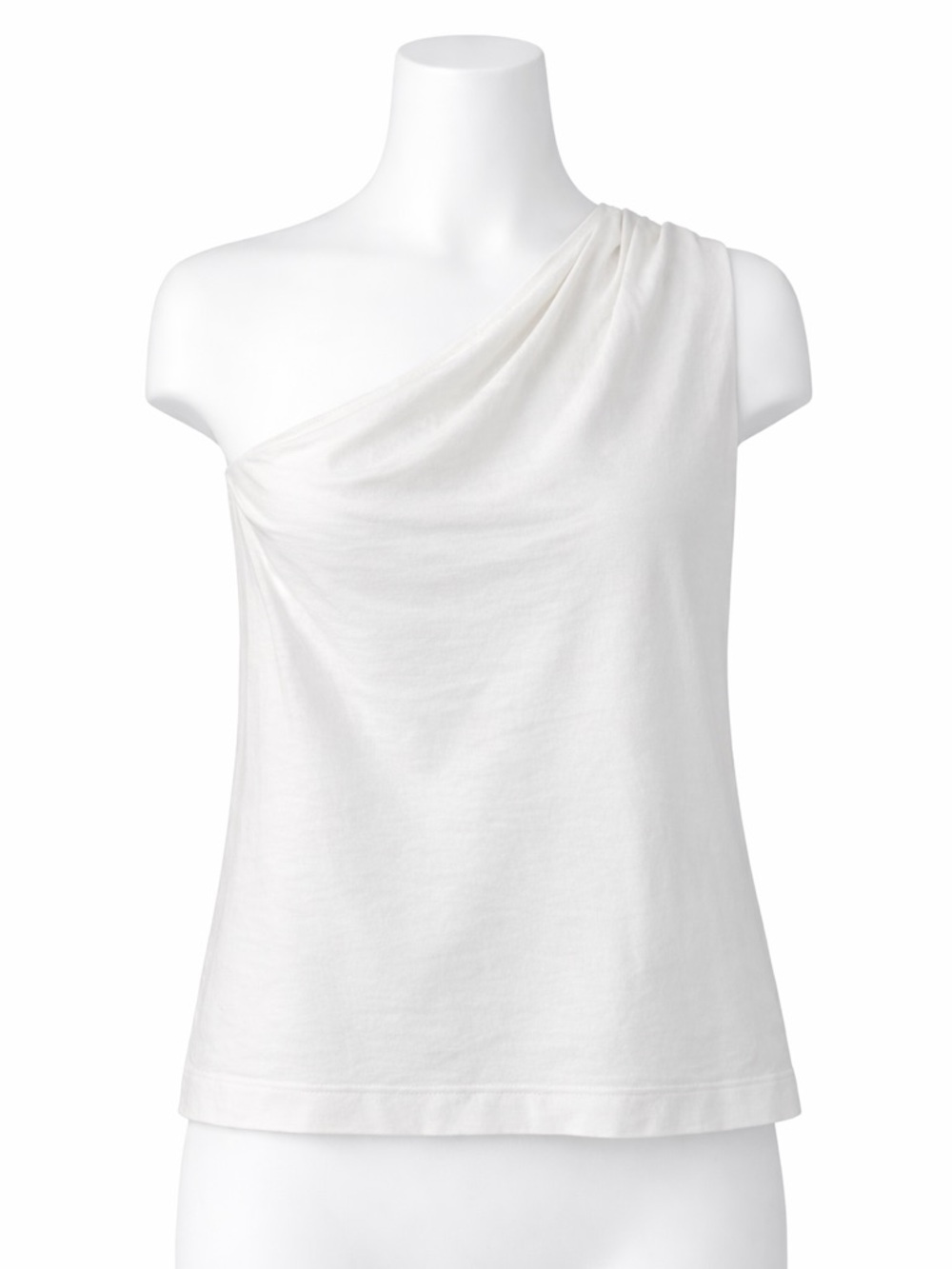 Banana Republic White One-Shoulder Pleated Draped Top